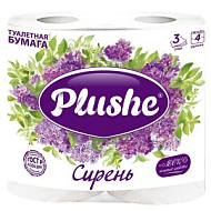 Туалетная бумага Plushe Deluxe Light Сирень 3 слоя, 4 рулона, 15м
