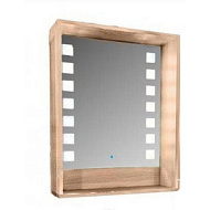 Зеркало ТМ Афмна Турин 600, с подсветкой, сенсер, дуб сонома, 600*810*175 мм