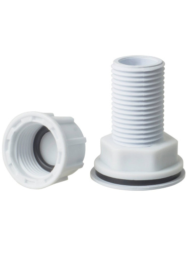 ДС.020061 Штуцер (врезка) в бак (емкость) с заглушкой и прокладкой 3/4" (пластик)