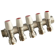 MR135N-3/4-C-5 Коллектор TIM регулирующий под 45°, 3/4"г/ш х 16ц - 5 вых.