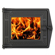 Дверца чугунная топочная ДТ-3С 291*230 мм со стеклом окрашенная