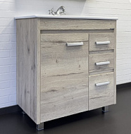 Тумба-умывальник Comforty Марио-75 дуб дымчатый с раковиной Quadro 75