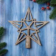 Звезда на ёлку (верхушка) «Звезда - геометрия» 20×19.5 см, золото
