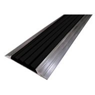 Полоса противоскользящая алюминиевая 46 мм, с ЧЕРНОЙ резиновой вставкой, длина 1,35 м.