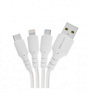 Кабель USB(A)шт. - microUSB, Type-C, Lightning шт. Старт 2.4A, 1м ПВХ белый