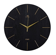 Часы настенные, серия: Классика, плавный ход, d-30 см, черные с золотом