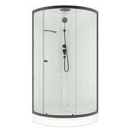 Душевая кабина DOMANI-SPA Simple 99V1.2,низк.под.прозр.ст.,зад.бел.ст.пан.проф.граф,Black accent Б/Э