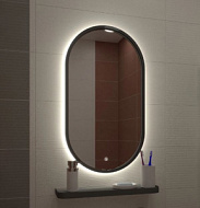 Зеркало для ванной Prime ЗЛП2199 Black 450х800 LED подсветка в МДФ раме