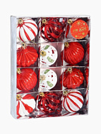 10870272 Ёлочные игрушки набор 12 шт. «Новогодние радости» 6 см, красный