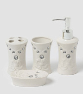 2469161 Аксессуары для ванной Доляна «Стразы. Капельки», 4 предмета