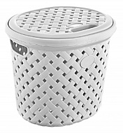 713888 Корзина для белья Plast team Рогожка, дымчатый, 14 л, с крышкой