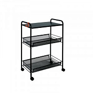 Этажерка Ладья, черный, металл, на колесах, 3 яруса, 450*300*650 мм