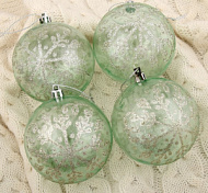 4193026 Набор шаров пластик d-8 см, 4 шт "Воздушные снежинки"