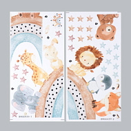 9526199 Наклейка интерьерная цветная «Зверята на радуге», набор 2 листа, 30×60 см
