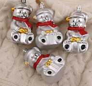 Украшение ёлочное "Мишка в шарфике" (набор 4 шт) 5,5х8 см серебро