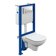 Инсталляция Cersanit City LINK PRO подвесной унитаз CITY CO DPL EO slim с кнопкой ESTETICA белый хро