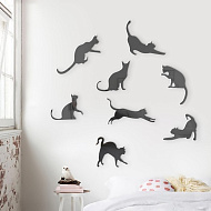 7111680 Наклейки интерьерные "Котики", зеркальные, декор на стену, набор 8 шт