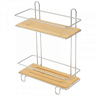 101245 Полка для ванной Рыжий Кот BAMBOO-03, 2 яруса, хром/бамбук, 26*11,5*34см