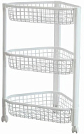 М1906 Этажерка универсальная 3-х ярусная угловая на колесах пластик, белый