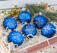3575995 Украшение ёлочное "Печенье со снежинкой" (набор 6 шт) 4х5 см синий