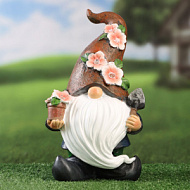 Садовая фигура - фонарь из полистоуна «Гном садовод», 27×16×13 см