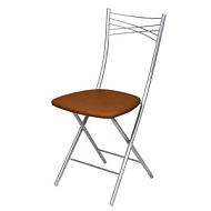 Стул "Ника1" складной с мягким сиденьем, коричневый, 4 металлические опоры d=20 мм