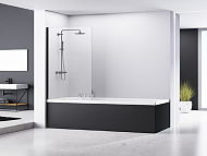 Шторка для ванны Comforty SL 171B, прозрачное стекло 8 мм, чёрный профиль, 800*1400 мм