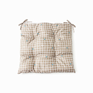 10713151 Сидушка на стул Этель "Клетка"цв.коричневый, 40х40 см,100% п/э