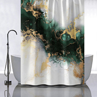 01-112 Штора для ванной Санакс Зеленый мрамор с золотом 180х180 мм, без колец