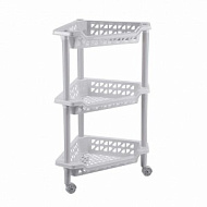 Этажерка Бытпласт Тереза, светло-серый, пластик, 3 яруса на колесах, 400*610*270 мм