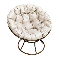 Кресло 97х97х75 см коричневое, бежевая подушка Папасан