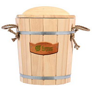 Ведро Банные штучки с пластиковой вставкой с крышкой липа 10 л