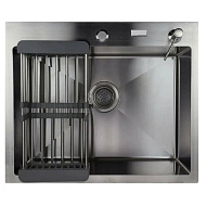 Мойка кухонная AGATA, прямоугольная, врезная, сифон, корзина, дозатор 600*500*200 мм