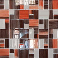 JSM-CH1021 Мозаика Elada Mosaic  р.300*300мм терракотовая полосатая mix size