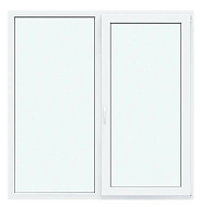 Окно ПВХ 1160*1000мм однокамерное, двустворчатое, открывание правое (1 глухая, 1 поворотная)