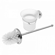 Ёрш для унитаза Accoona, хром/белый, с крышкой, на присосках А11411